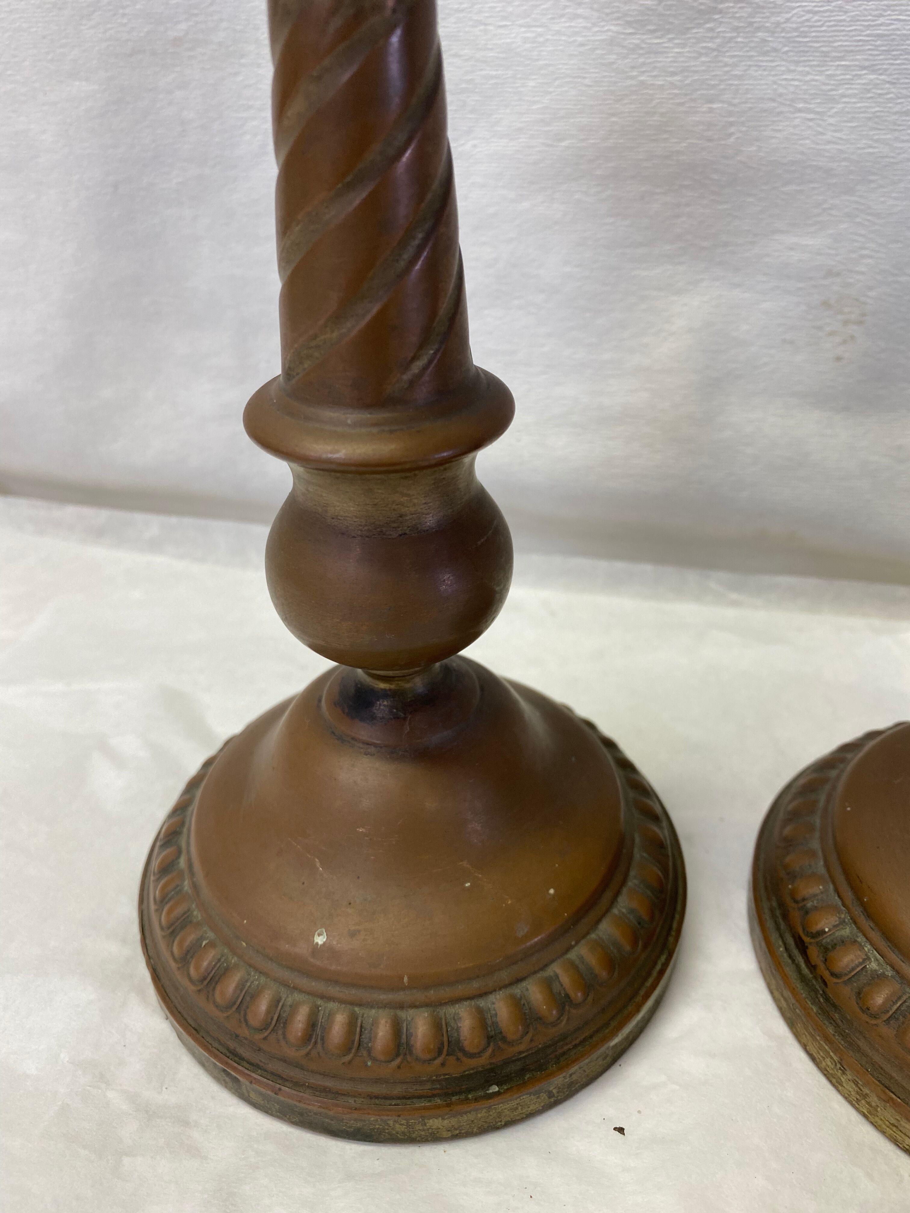 Pair of brass candle holders