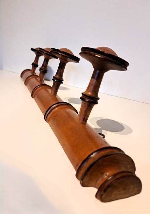 Coat rack "bamboo" with 4 old hooks.