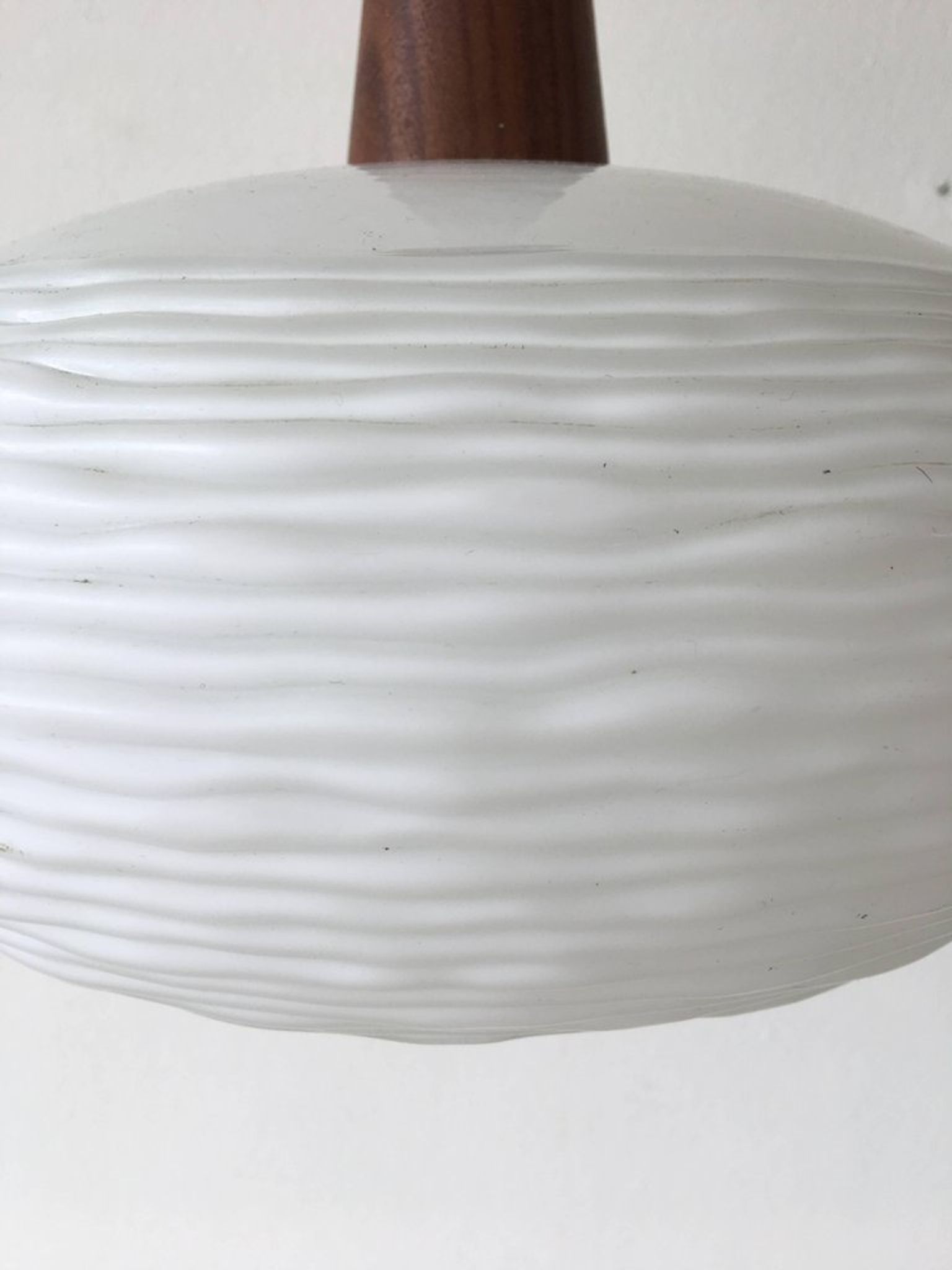 Suspension in frosted glass and teak by Louis Kalff for Philips, 1960 s