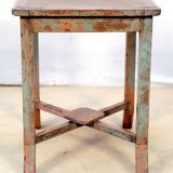 Burmese teak sofa end with original green patina