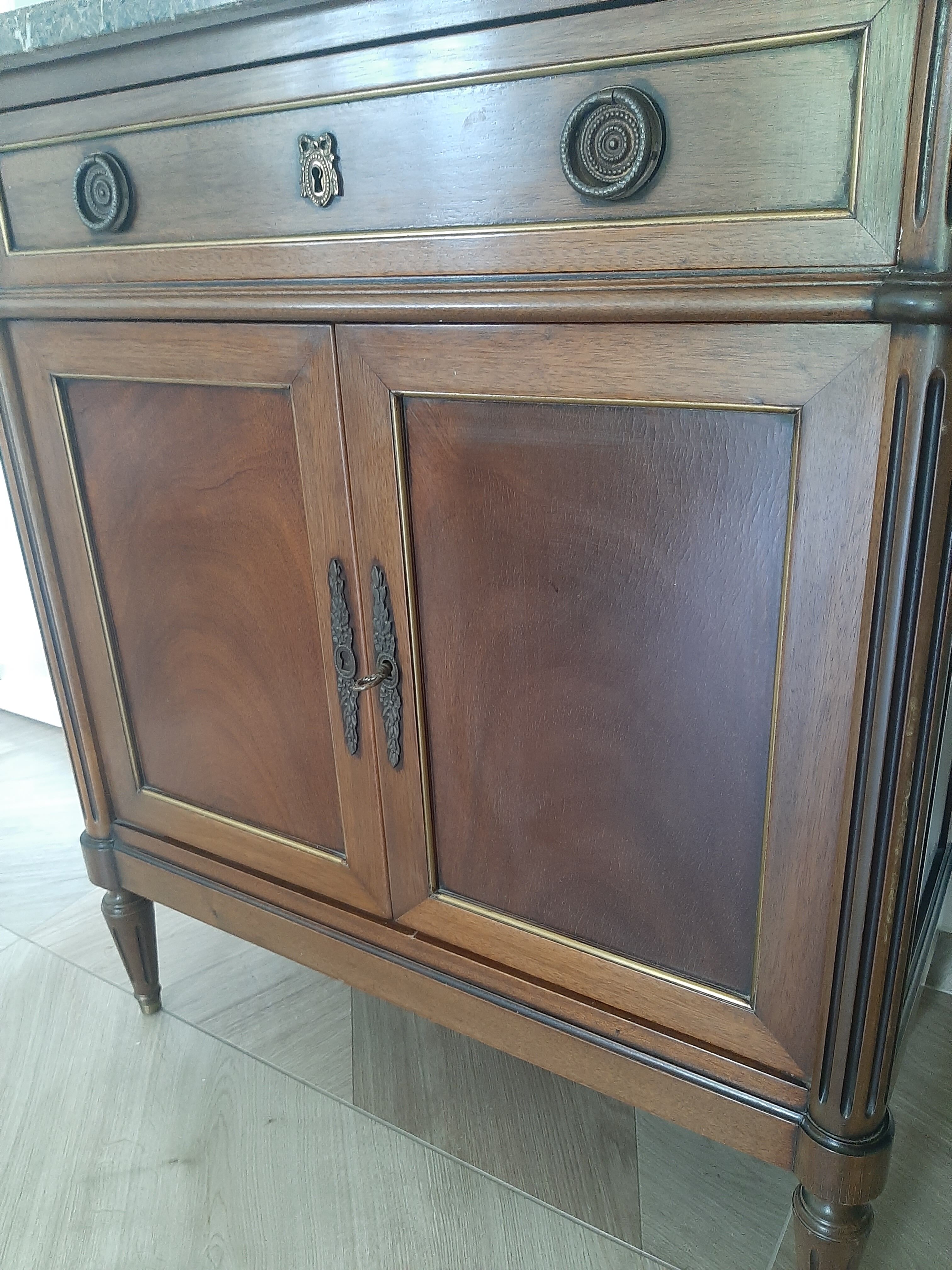 vintage - Small style chest of drawers - Louis XVI marble top with 1 drawer and 2 doors