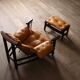Jangada lounge chair with ottoman in cognac leather by Jean Gillon, Brazil, 1960s