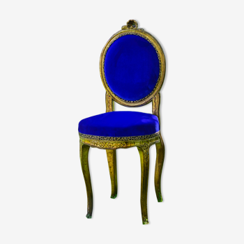 Chaise médaillon velours bleu