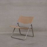 Niels Gammelgaard 'Cox' Folding Linen Mid-Century Chrome Lounge Chair