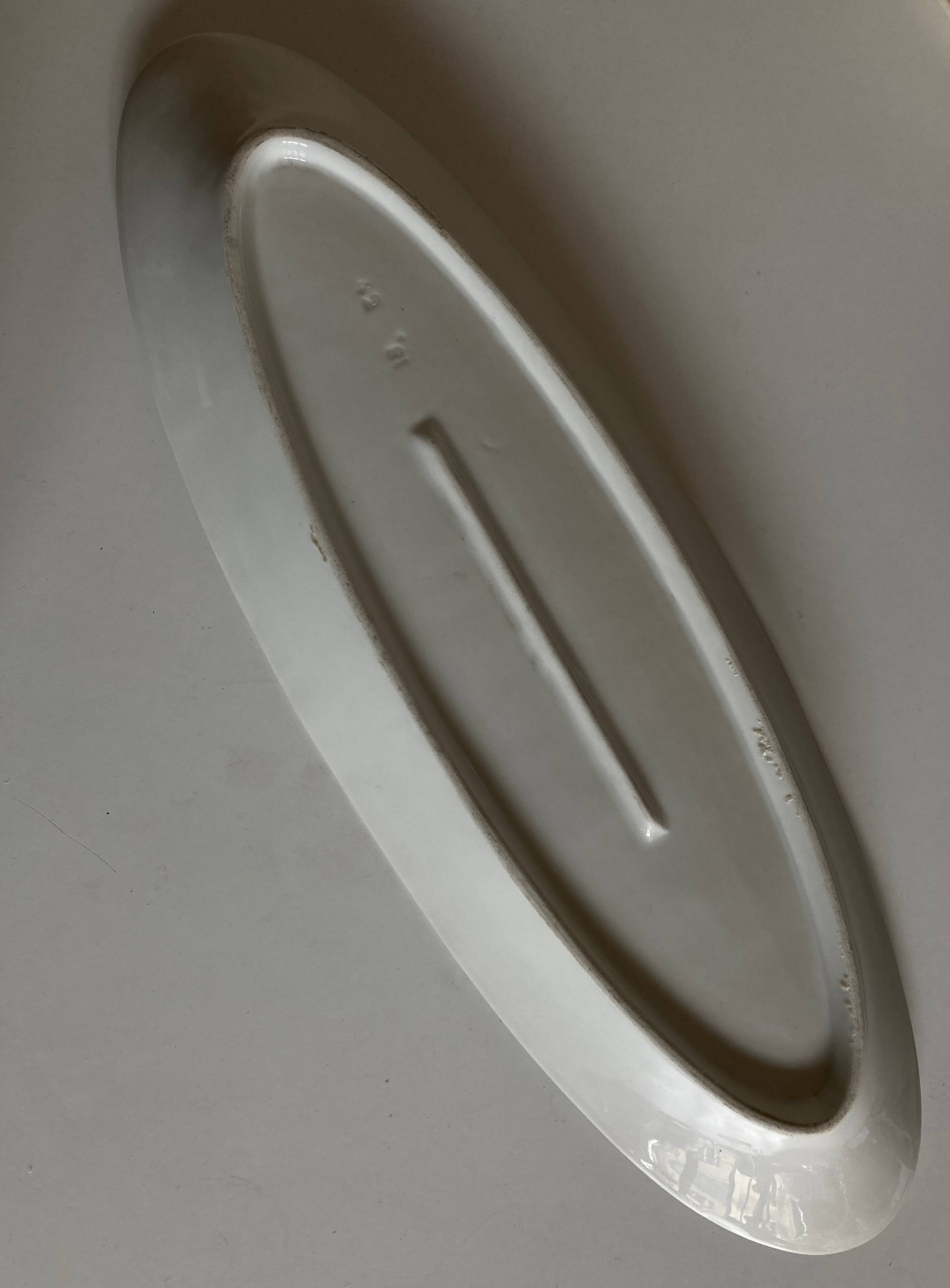 19th century white porcelain shuttle centerpiece dish