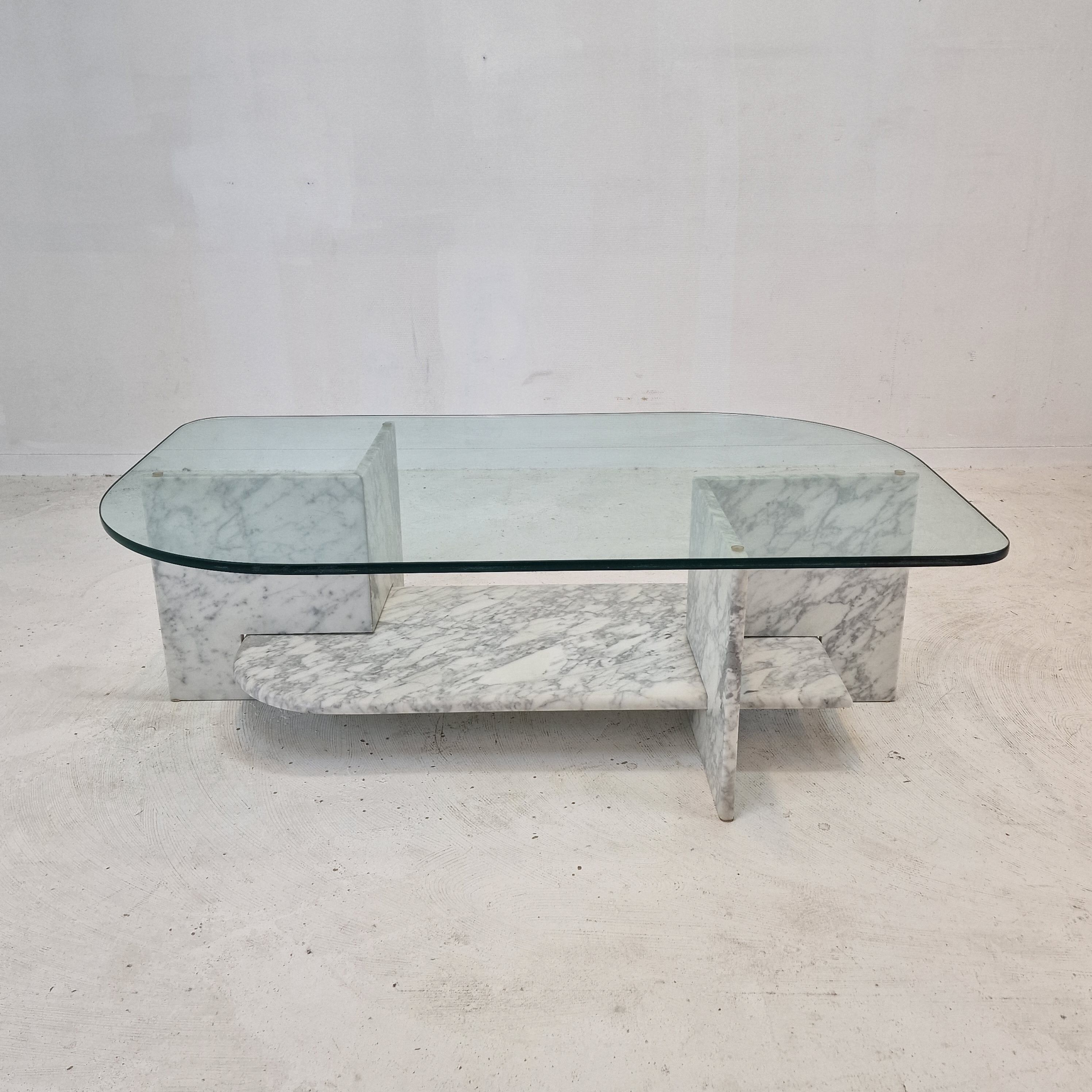 Italian Marble and Glass Coffee Table, 1980's