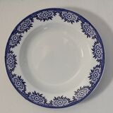 Lot de 2 assiettes creuses Digoin Sarreguemines - modèle Capri - fleurs bleu foncé