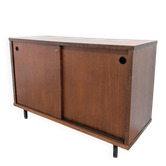 Small second-hand modernist enfilade in teak and metal, 1970s.