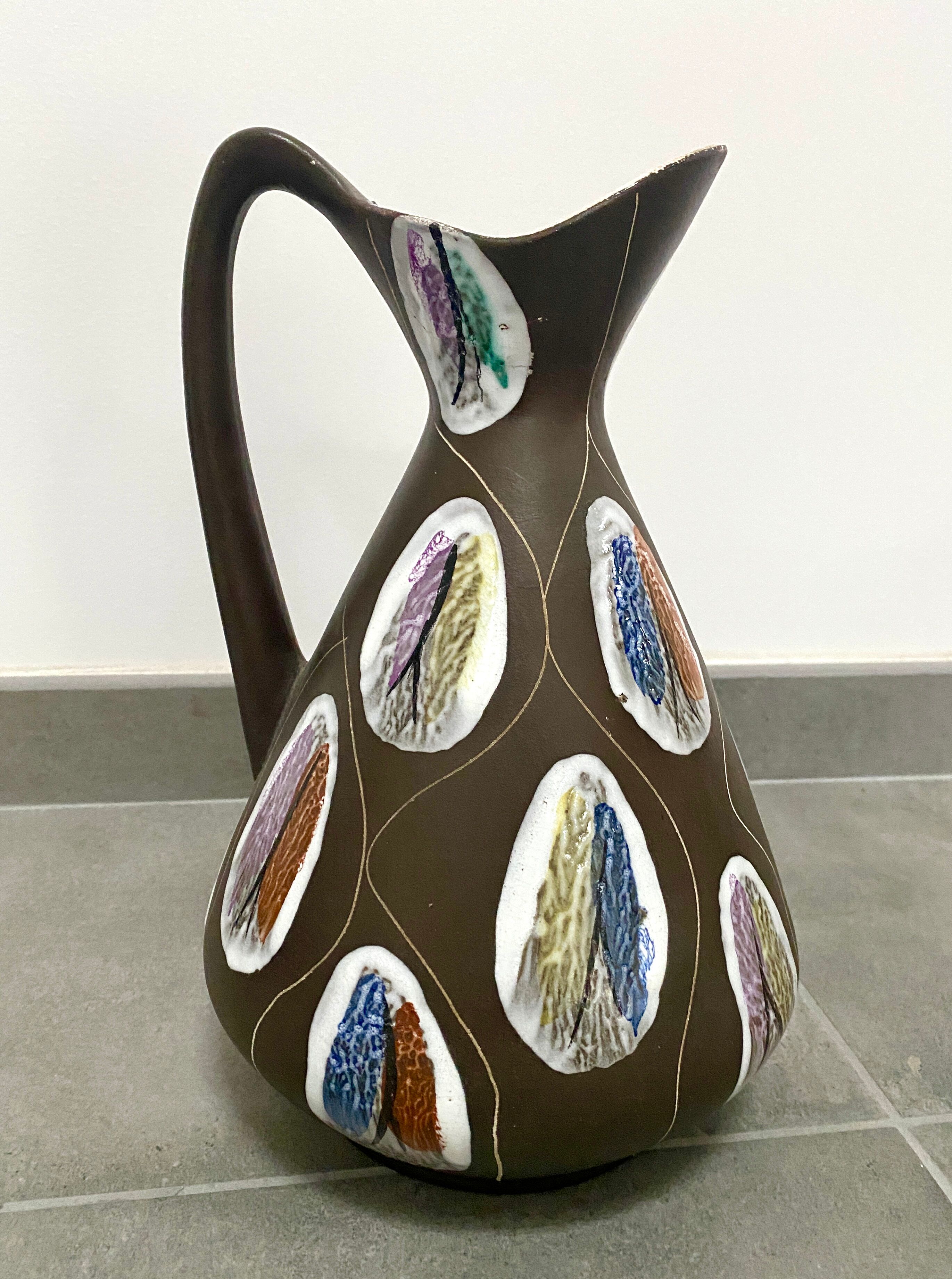 Bay Keramik ceramic pitcher, Kongo décor by Bodo Mans, 60s