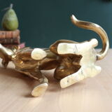 Vintage brass greyhound sitting dog from the 70s, height 25 cm