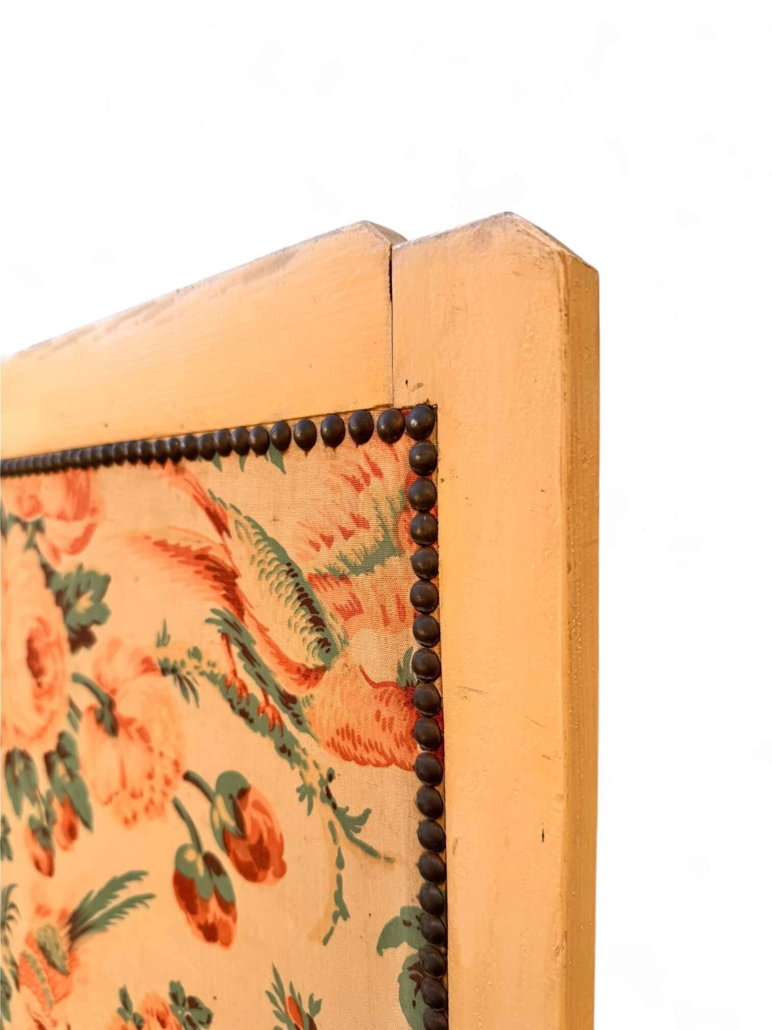 Antique 4-panel floral screen