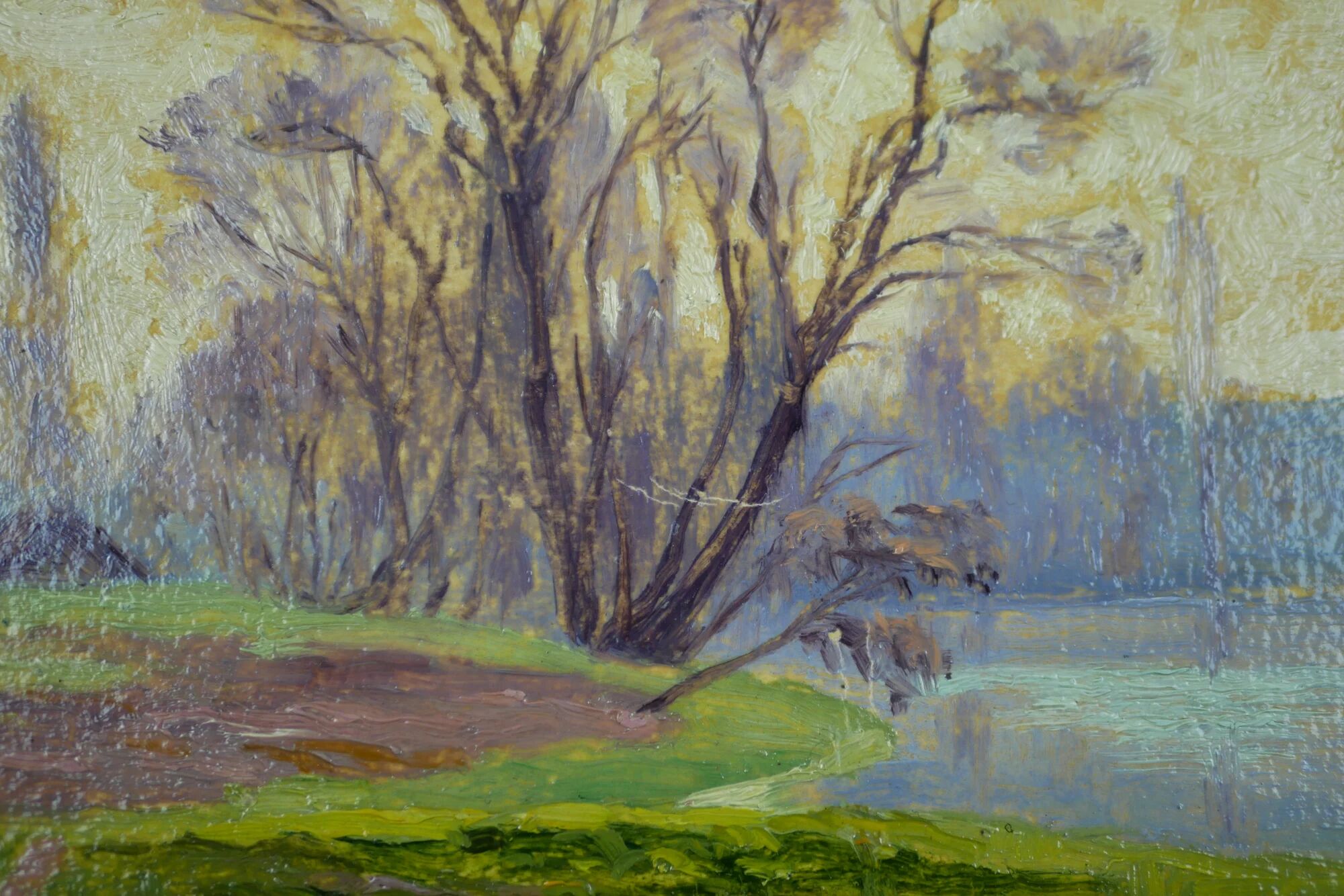 Henri Rosier, Ponds of Ville d'Avray. Oil on framed paper.