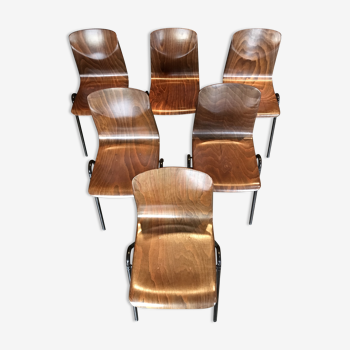 Set of 6 chairs design Friso Kraemer 1950