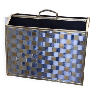 English woven metal magazine rack
