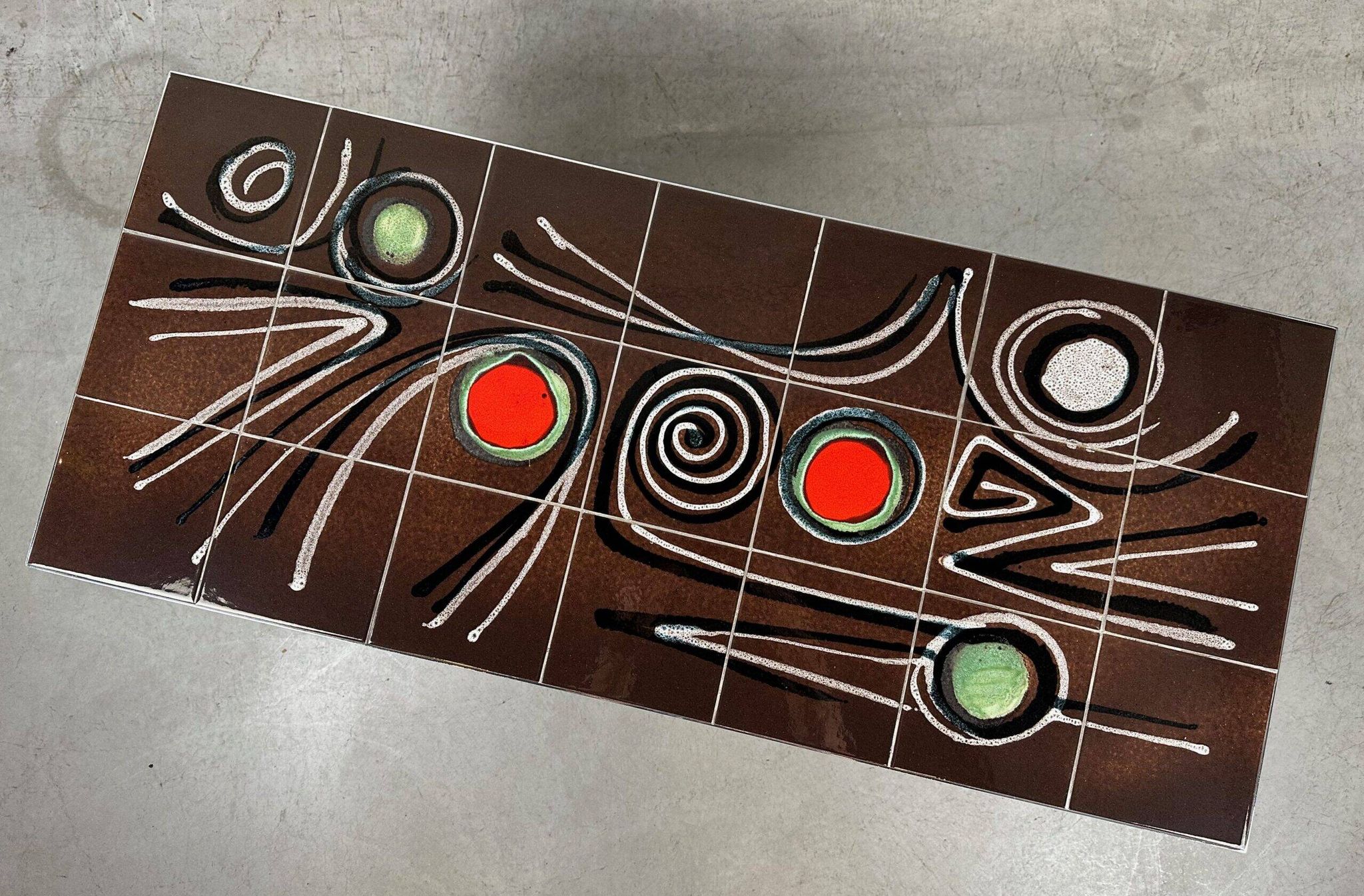 Mid-century coffee table – ceramic and chrome