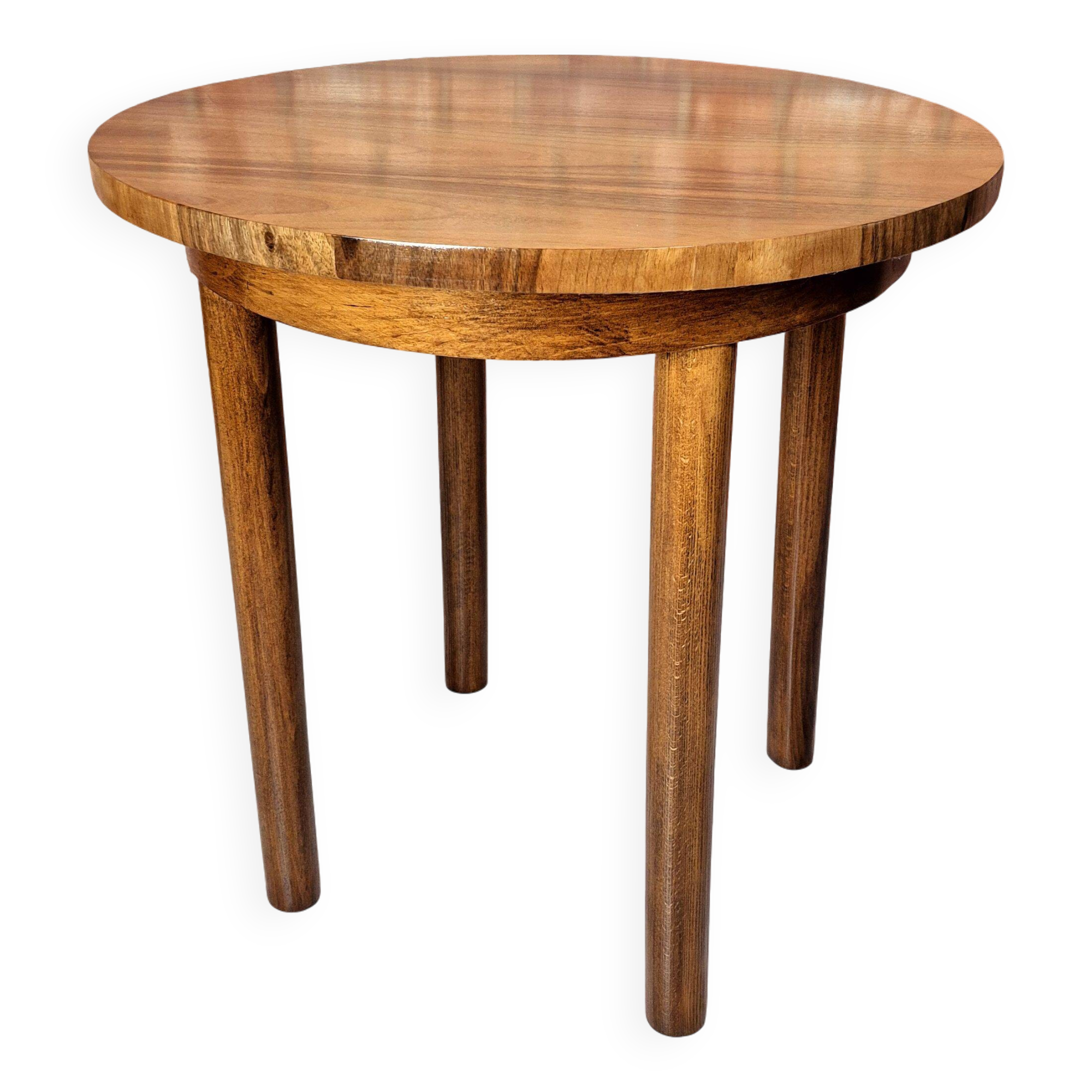 Renovated art deco round coffe table, Poland 1950s