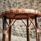 Vintage Round Bamboo and Wood Side Table | Mid-Century Bohemian Accent Table – 1950s/70s