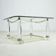 Table basse Hollywood Regency vintage en laiton & verre 1970s