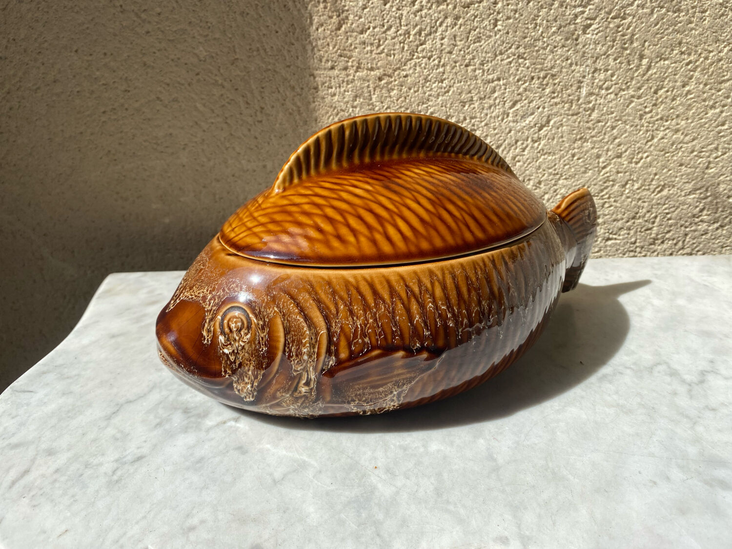 Ceramic fish tureen from sarreguemines