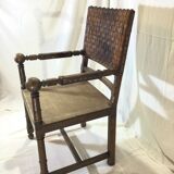 Armchair Henri II wood and leather