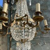Bronze and crystal hot air balloon chandelier
