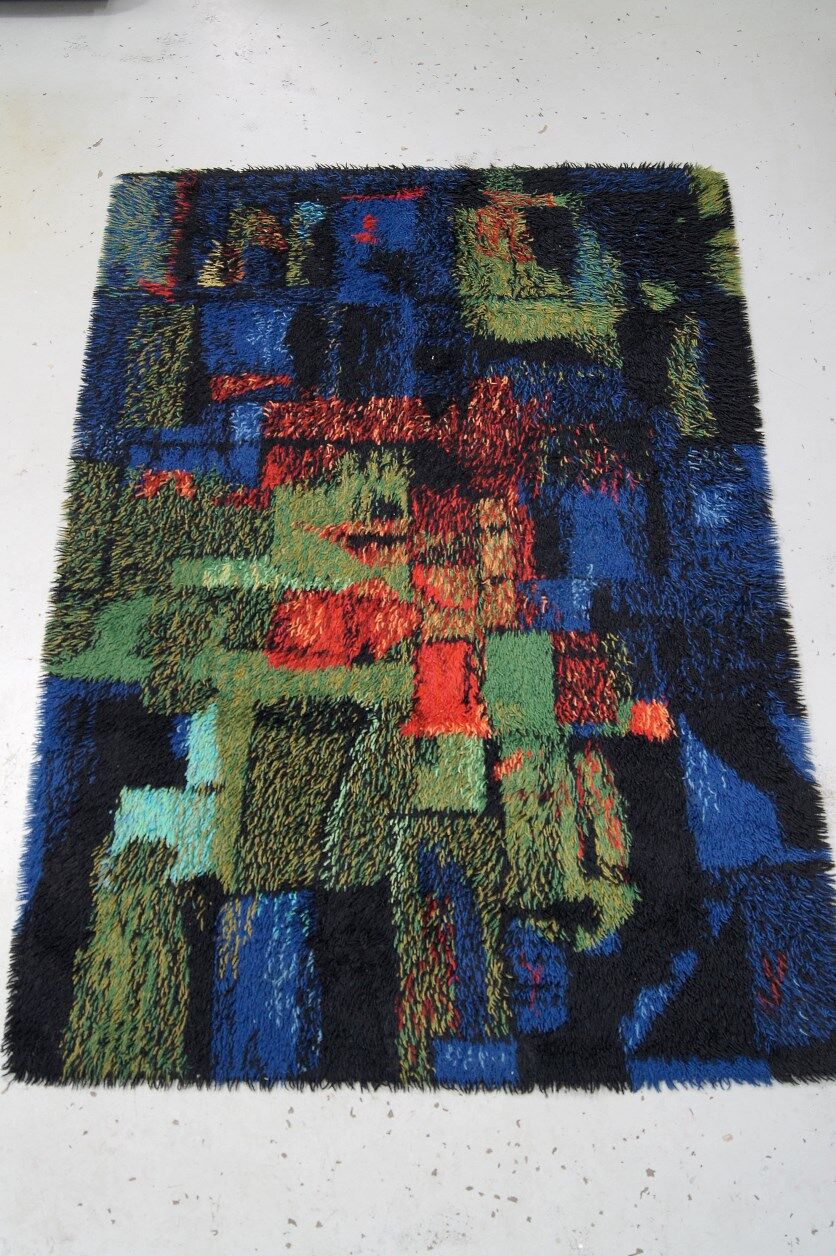 Abstract high pile rya rug from Gilde Muster, 1970