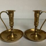 Pair of brass cellar rat candlesticks