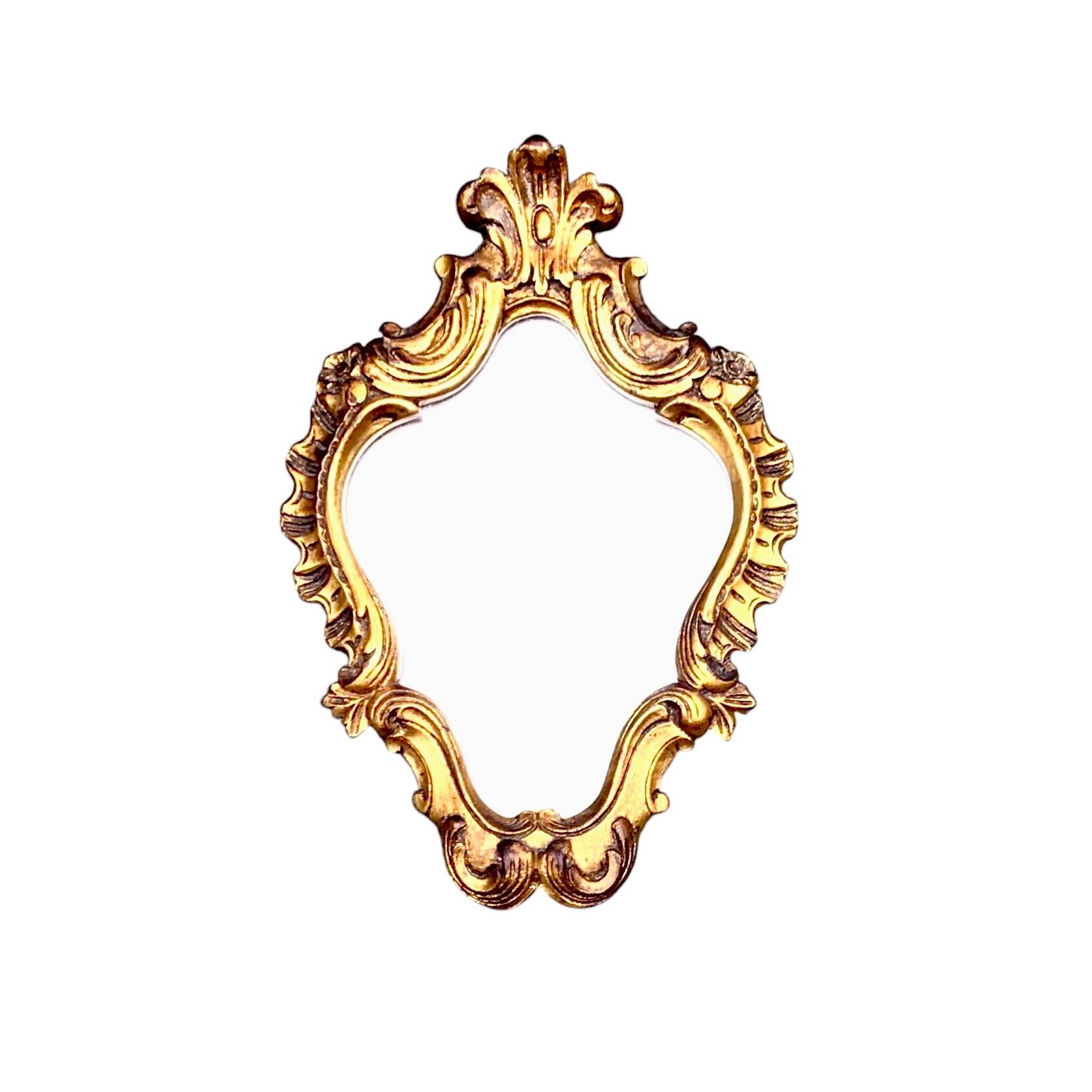 Rococo wall mirror in golden resin