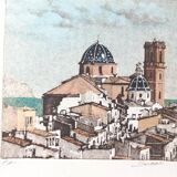 Altea in Spain View of the Church Etching
