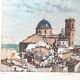 Altea in Spain, View of the Church, Etching