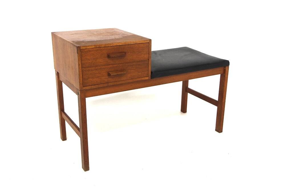 Scandinavian teak telephone bench, Sweden, 1960