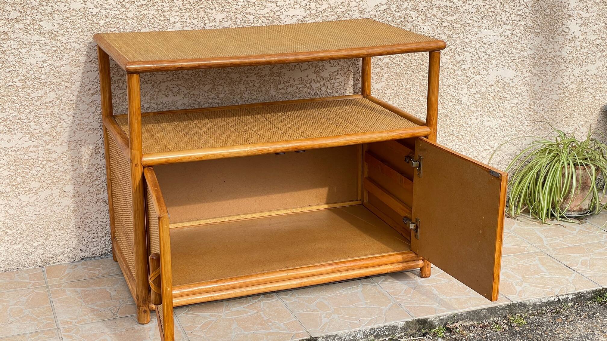 Vintage 80s Bamboo Sideboard