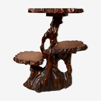 Biomorphic brutalist tree triple plant stand or side table, Dutch 1960s