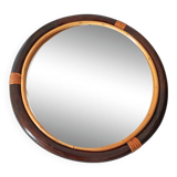 1970s Round Bamboo Mirror