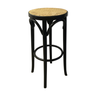 High curved wooden and cannage stool, 20th