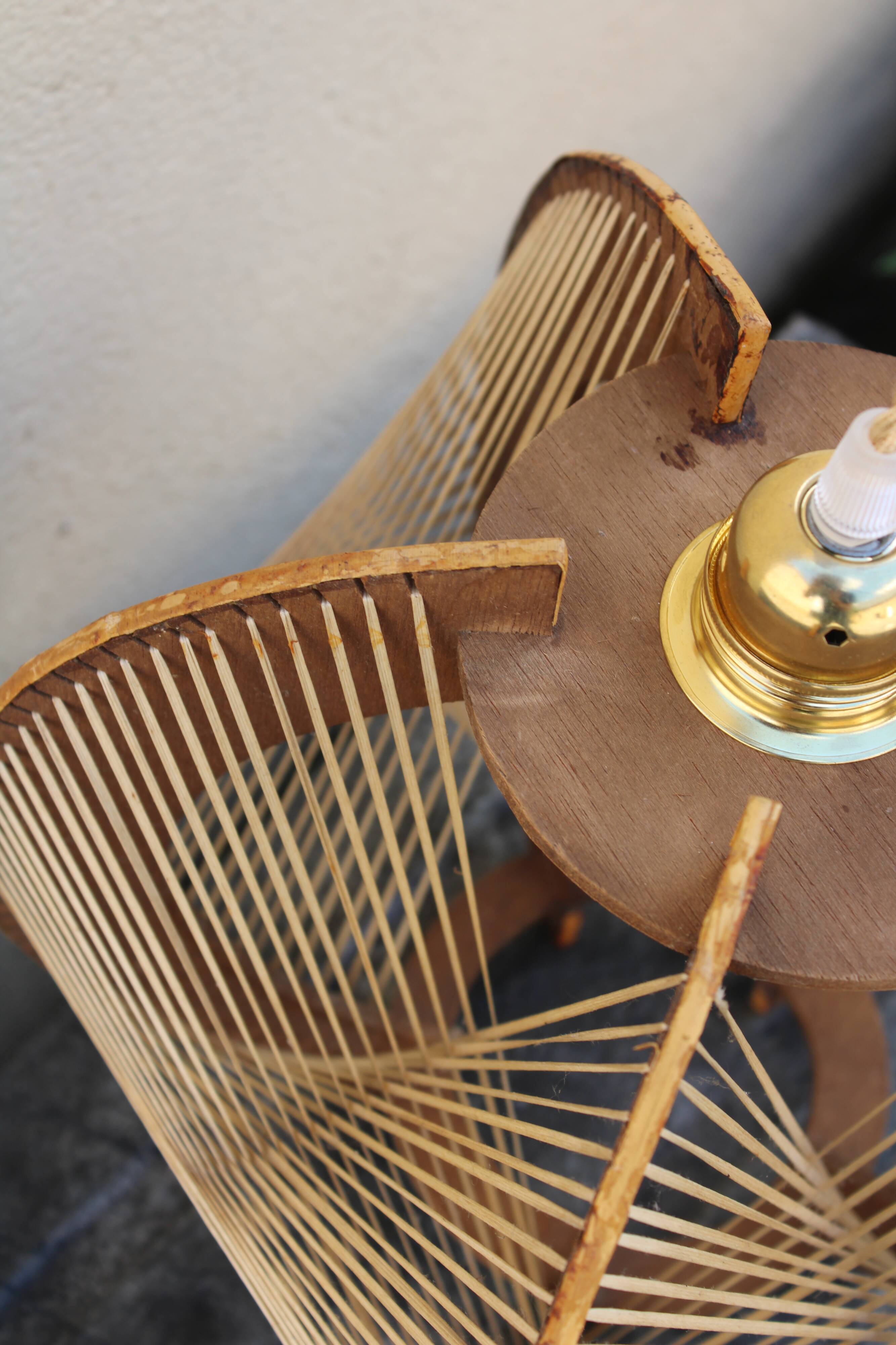 Wooden and rattan suspension