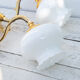 2 wall sconces golden metal gooseneck and opaline lampshade