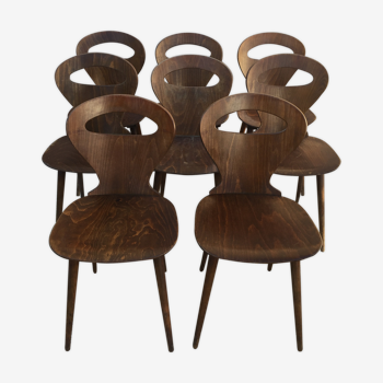 Suite of 8 Baumann chairs, model "Fourmi"