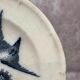 Antique Longwy plate – Japanese model – black and white bird decoration