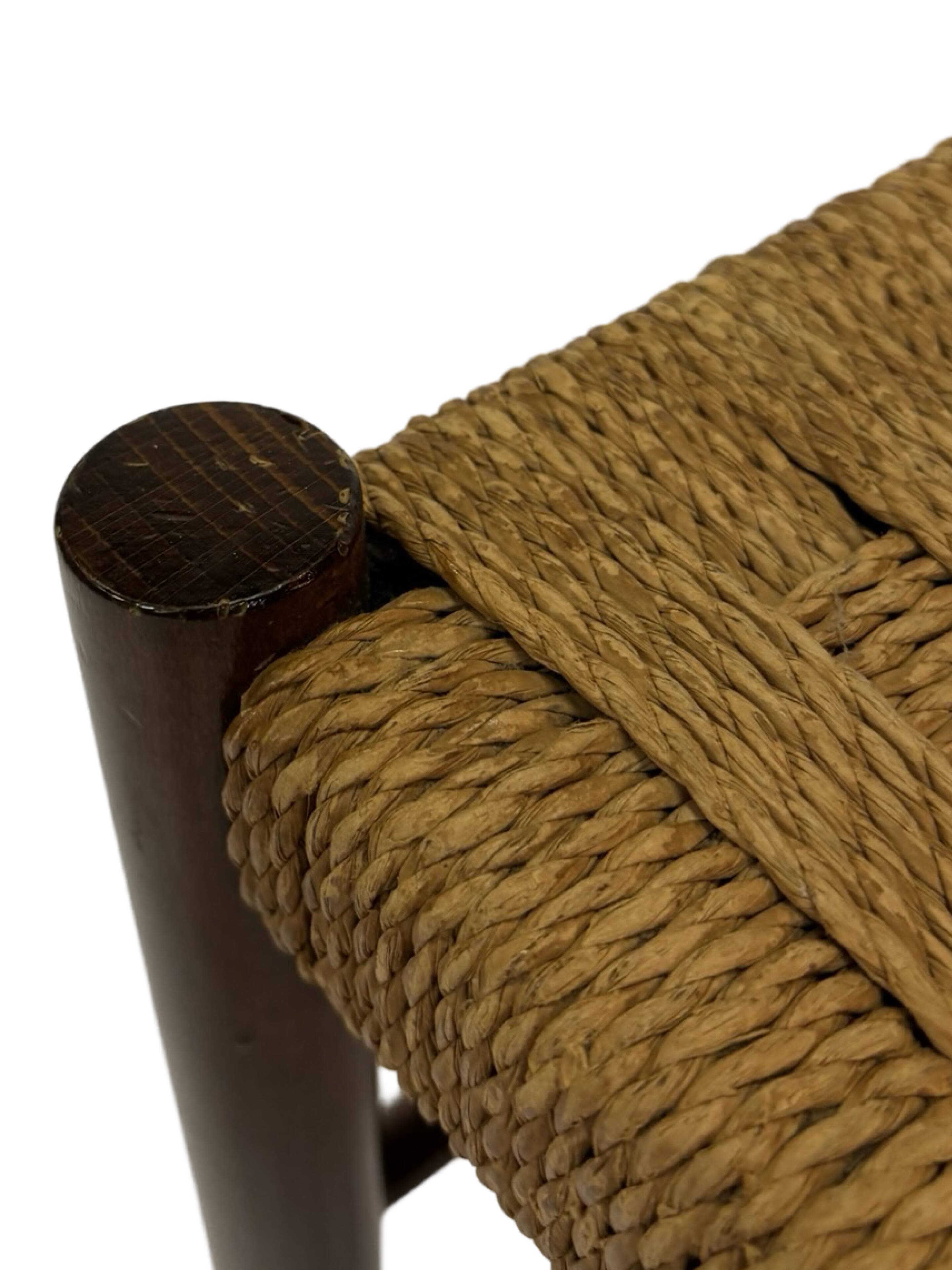 Vintage chair from the 70s minimalist design in wood and paper cord