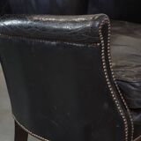 Set of 2 subtle black armchairs in English style with reversible Kelim seat cushion