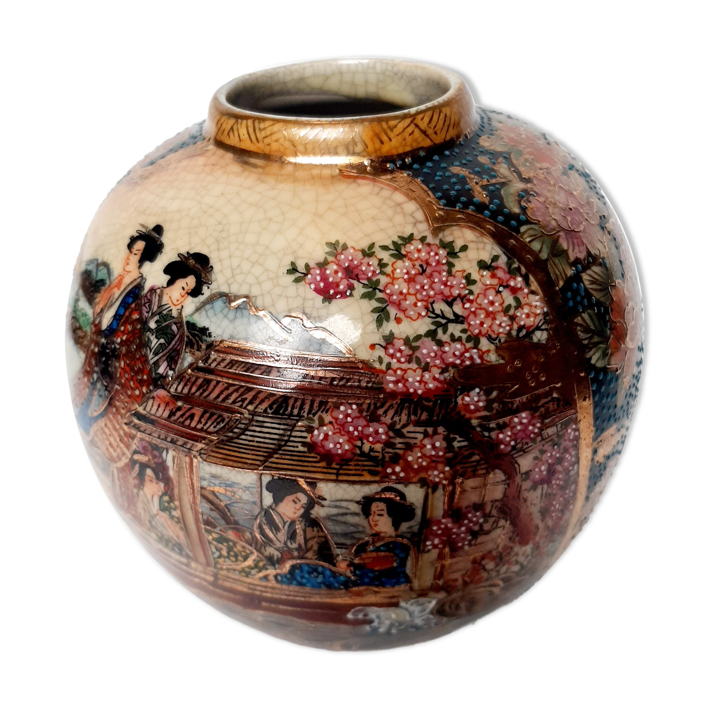 Vase ball cracked satsuma