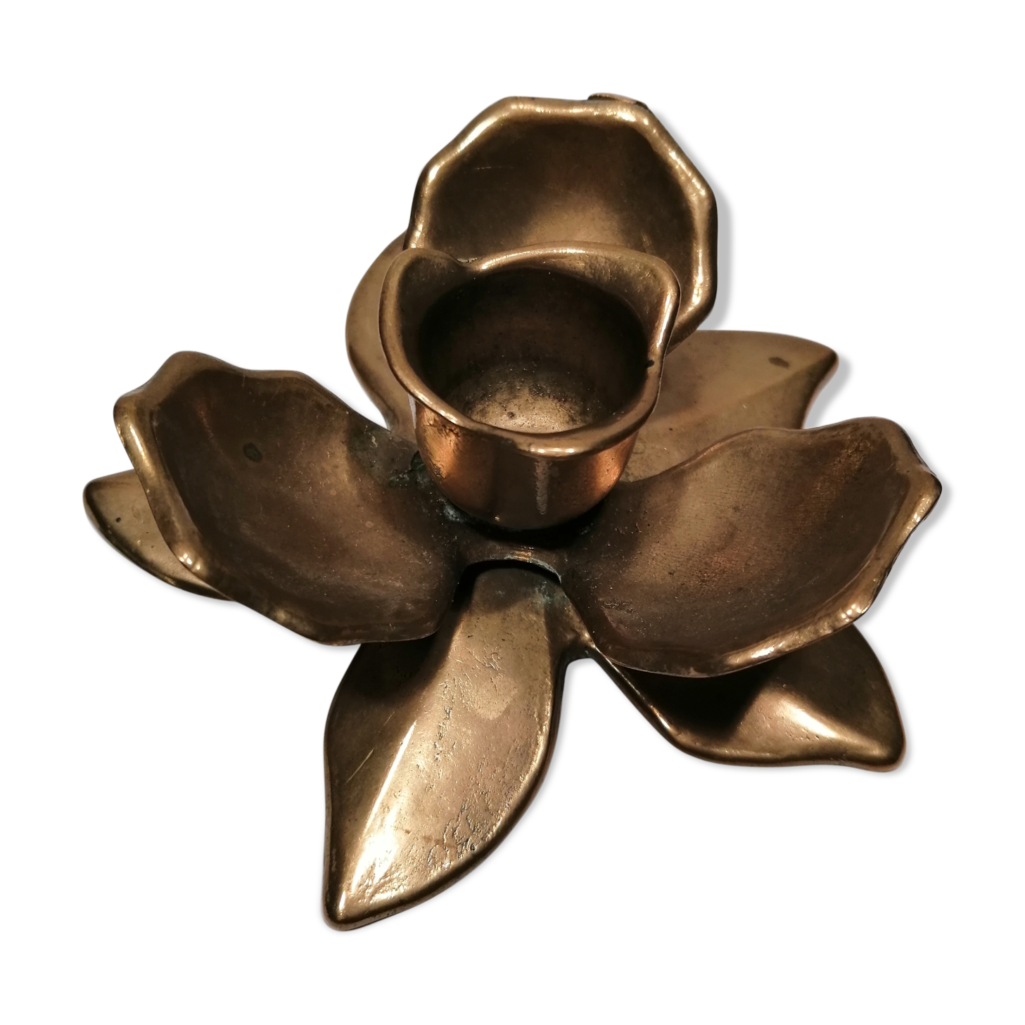 Brass flower candle holder