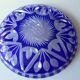 Bohemian crystal glass bowl - cobalt blue  hand cut to clear engraved glass
