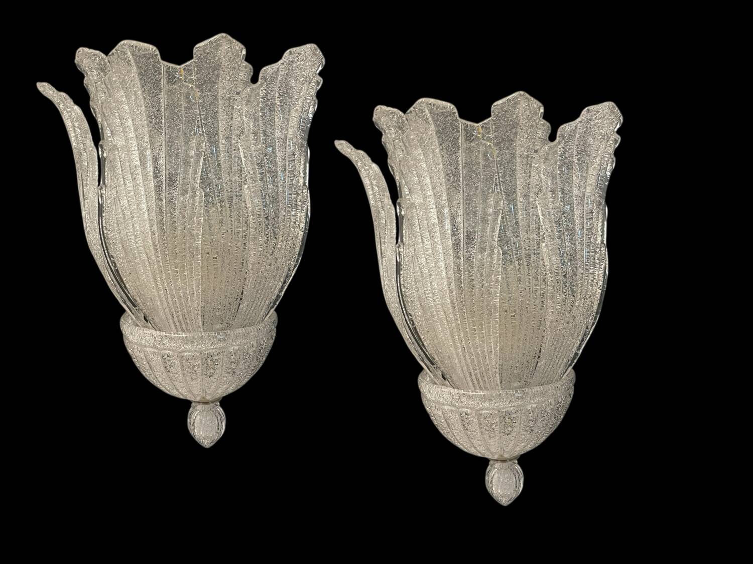 Large Venetian Murano Glass Sconces, 1980s Set of 2