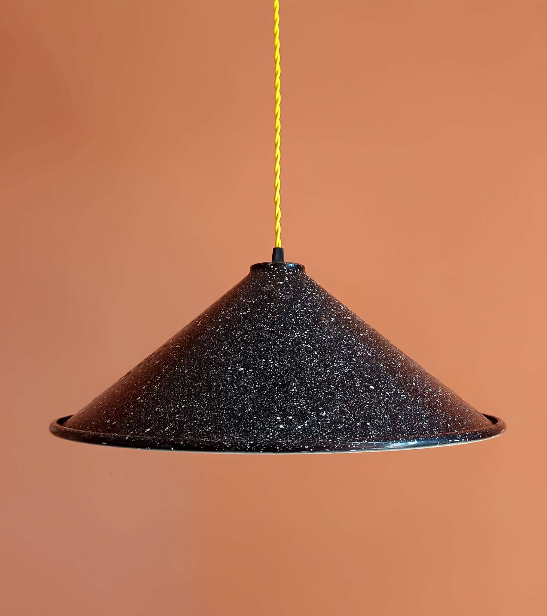 Large vintage industrial sheet metal pendant light 39 cm