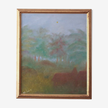 Impressionist landscape, oil on canvas by Tom Arvidsson, framed