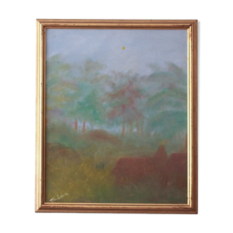 Impressionist landscape, oil on canvas by Tom Arvidsson, framed
