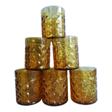 Set of 6 old Pernod amber glasses