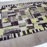 Rare beautiful hand made abstract design wool carpet / rug, 1940s